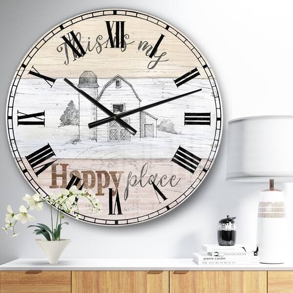 Shop Designart Farmhouse Moment Barns Farmhouse Large Wall Clock