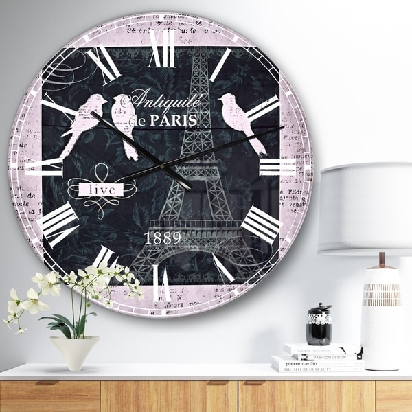 Designart 'Paris Vintage Collage II' French Country Wall CLock