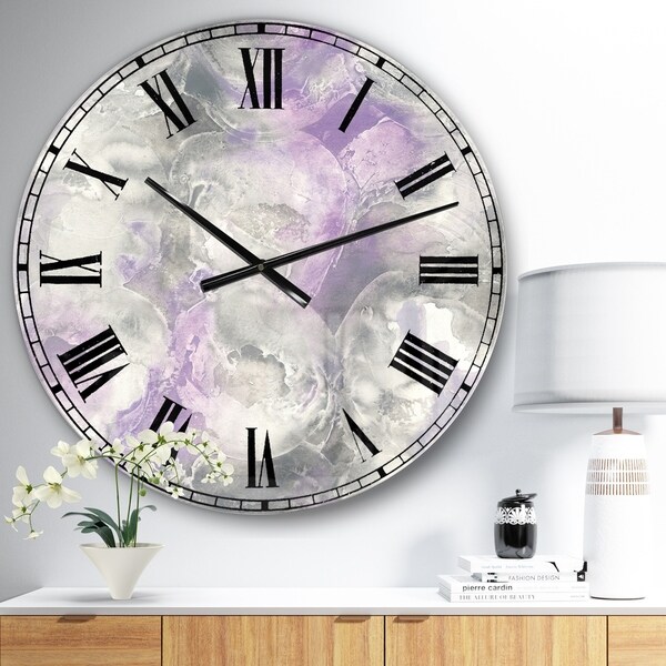 Porch & Den Watercolor Minimal Purple Tones III' Modern Farmhouse Oversized Metal Clock