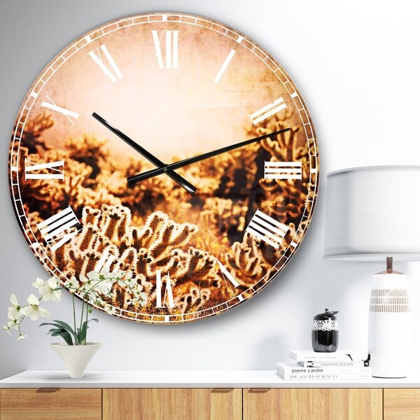 Designart 'Cactus Plants in Saguaro National Park' Floral Large Wall CLock