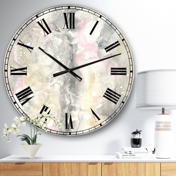 Designart 'Watercolor Snowflakes II' Modern Farmhouse Large Wall CLock