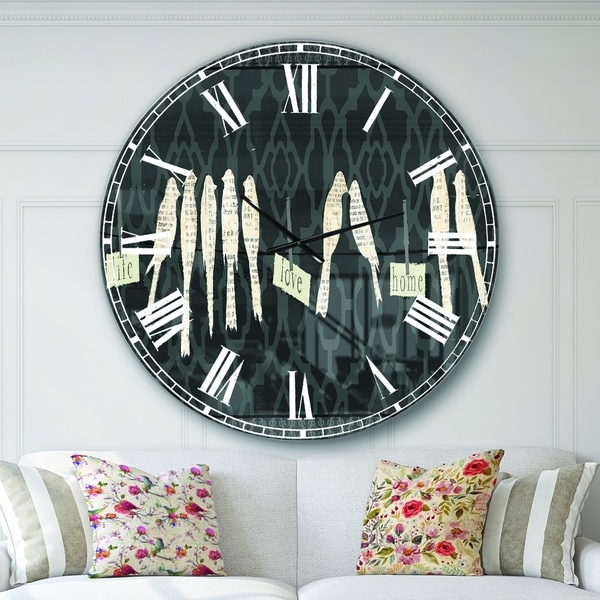 Designart 'French Bird Flea Market II' Farmhouse Large Wall CLock