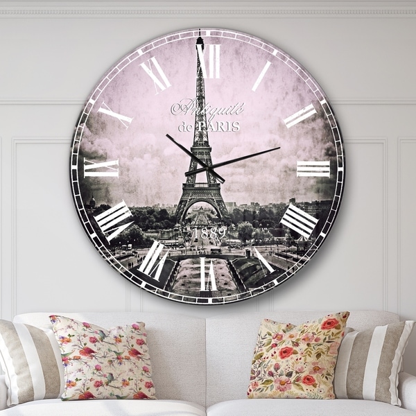 Designart 'Vintage View of Paris France' Vintage Wall CLock