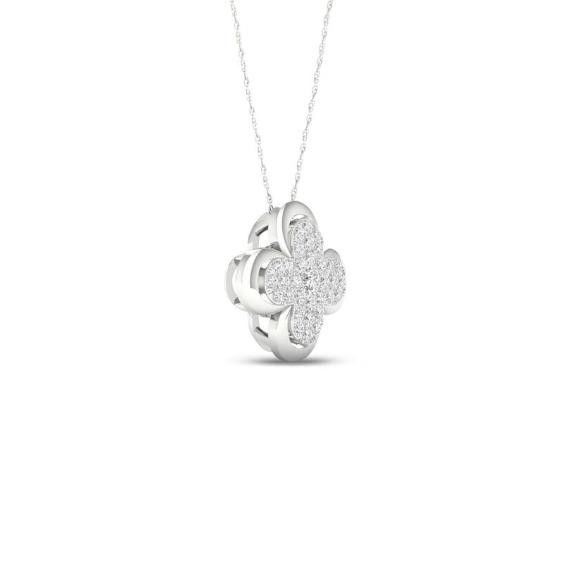 1/5ct TDW Diamond Clover Frame Pendant in 10k Gold by De Couer