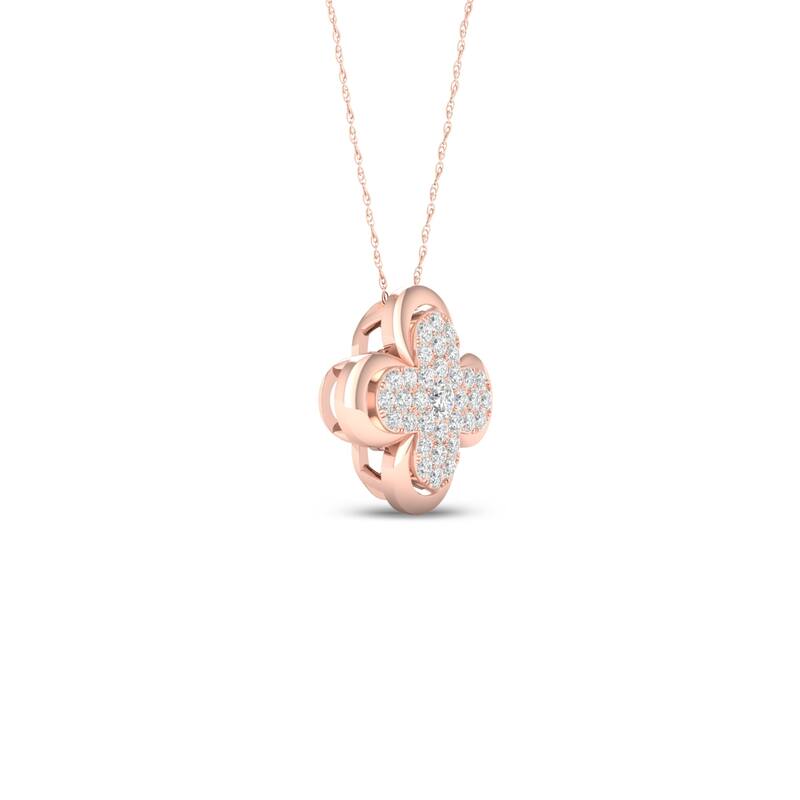 1/5ct TDW Diamond Clover Frame Pendant in 10k Gold by De Couer