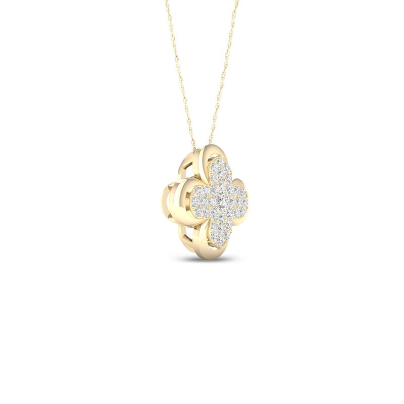 1/5ct TDW Diamond Clover Frame Pendant in 10k Gold by De Couer
