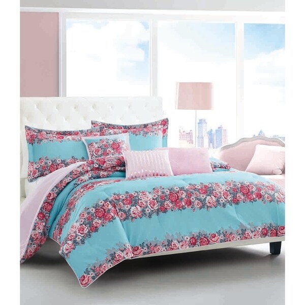 Betsey Johnson Banded Floral Bonus Comforter Set