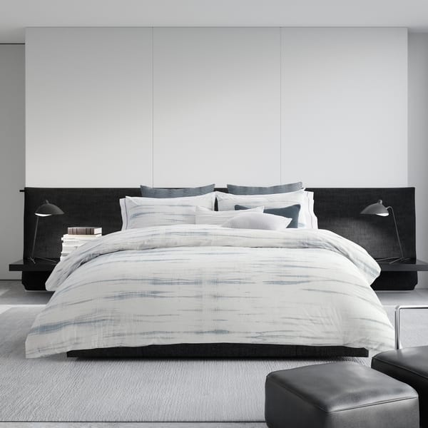 Shop Vera Wang Marble Shibori Blue Duvet Cover On Sale