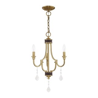 Livex Lighting Glendale 3-Light Mini Chandelier - 14"Dia. x 22.25"H (Antique Brass - Antiqued) - Chandeliers For Bedrooms by Overstock.com