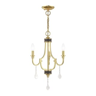 Livex Lighting Glendale 3-Light Mini Chandelier - 14"Dia. x 22.25"H (Polished Brass - Polished) - Chandeliers For Bedrooms by Overstock.com