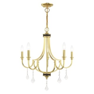Livex Lighting Glendale 5-Light Chandelier - 24.5"Dia. x 26.75"H (Polished Brass - Polished) - Chandeliers For Bedrooms by Overstock.com