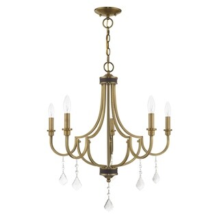 Livex Lighting Glendale 5-Light Chandelier - 24.5"Dia. x 26.75"H (Antique Brass - Antiqued) - Chandeliers For Bedrooms by Overstock.com