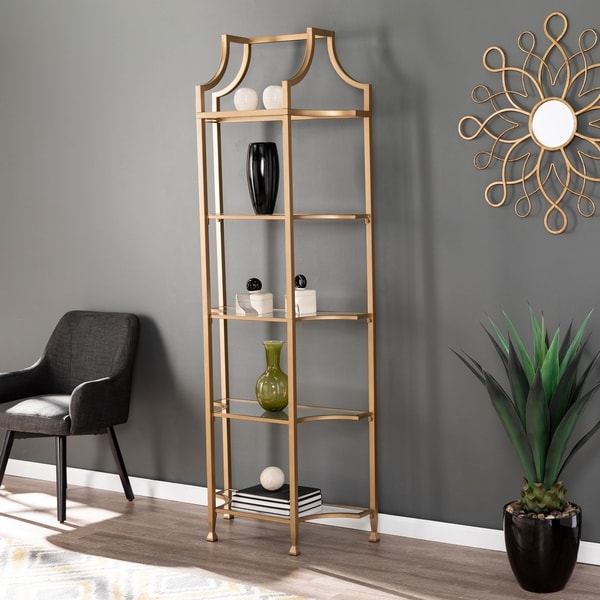 Silver Orchid Price Gold Metal Etagere Bookcase