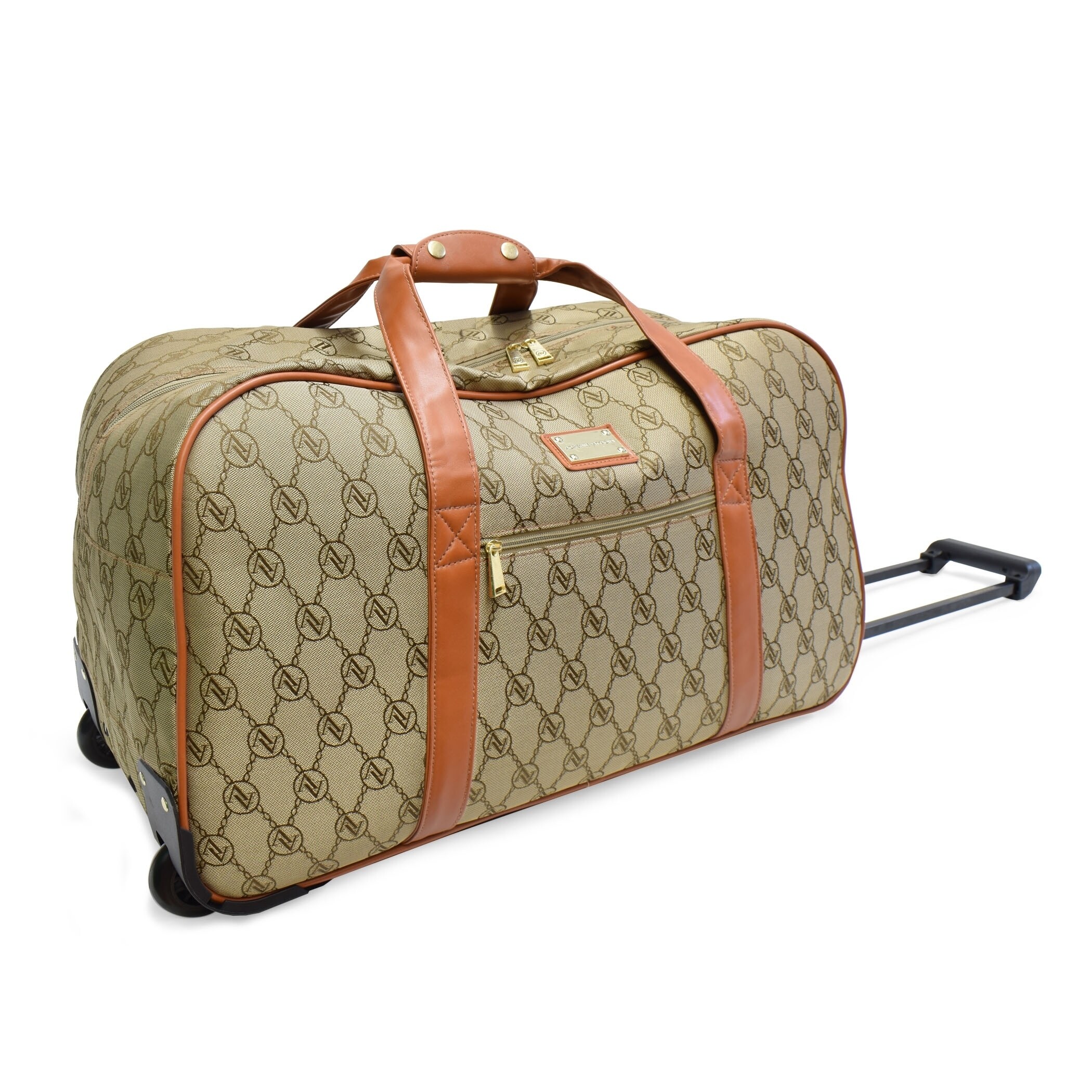 adrienne vittadini embossed signature duffle