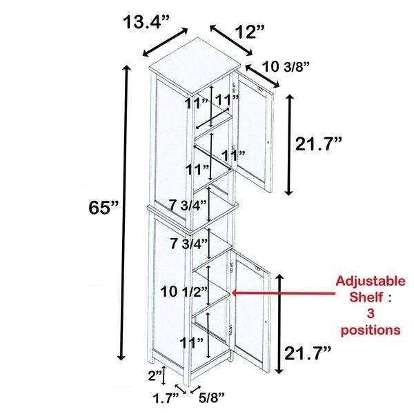Shop Custom Diy Bath Tower Linen Cabinet 2 Doors Diamond Handle