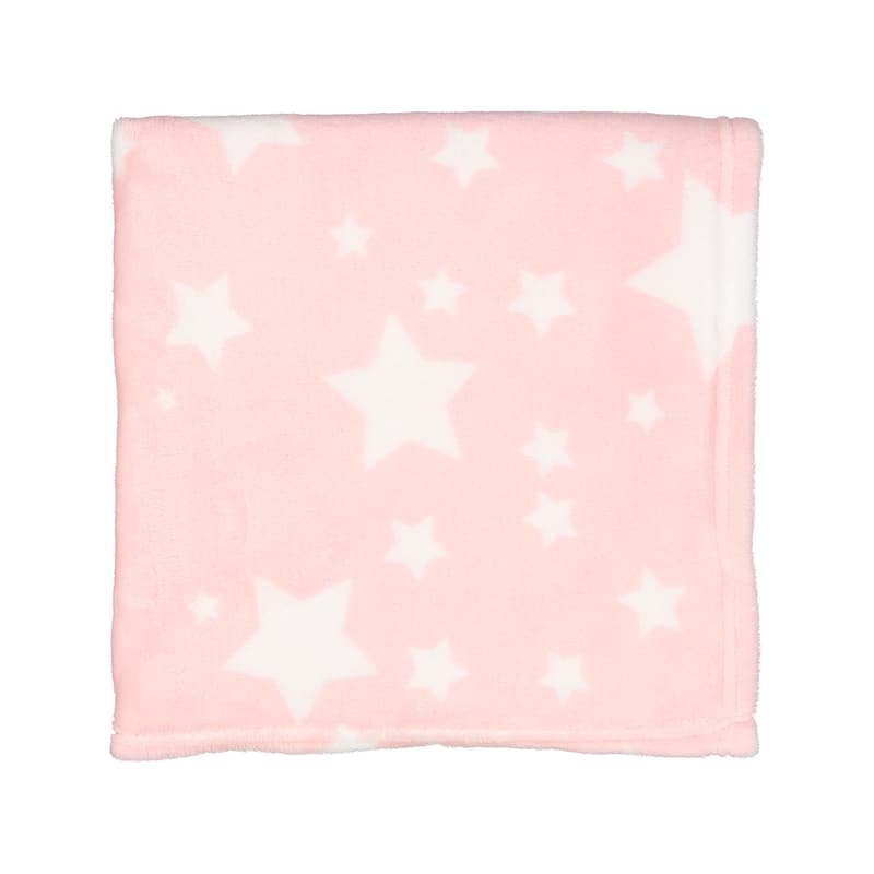 Plush Fleece Star Print Baby Blanket - Pink