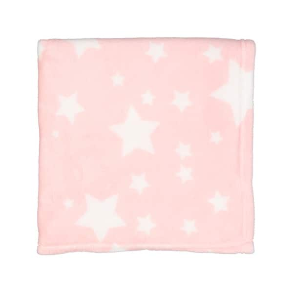 slide 1 of 1, Plush Fleece Star Print Baby Blanket Pink