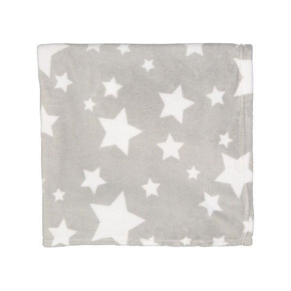 slide 1 of 1, Plush Fleece Star Print Baby Blanket Grey