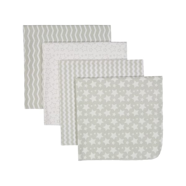 slide 1 of 1, 4 Pack Flannel Cotton Baby Receiving Blankets Grey