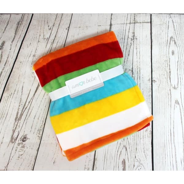 slide 1 of 1, Bright Stripes Coral Fleece Baby Blanket