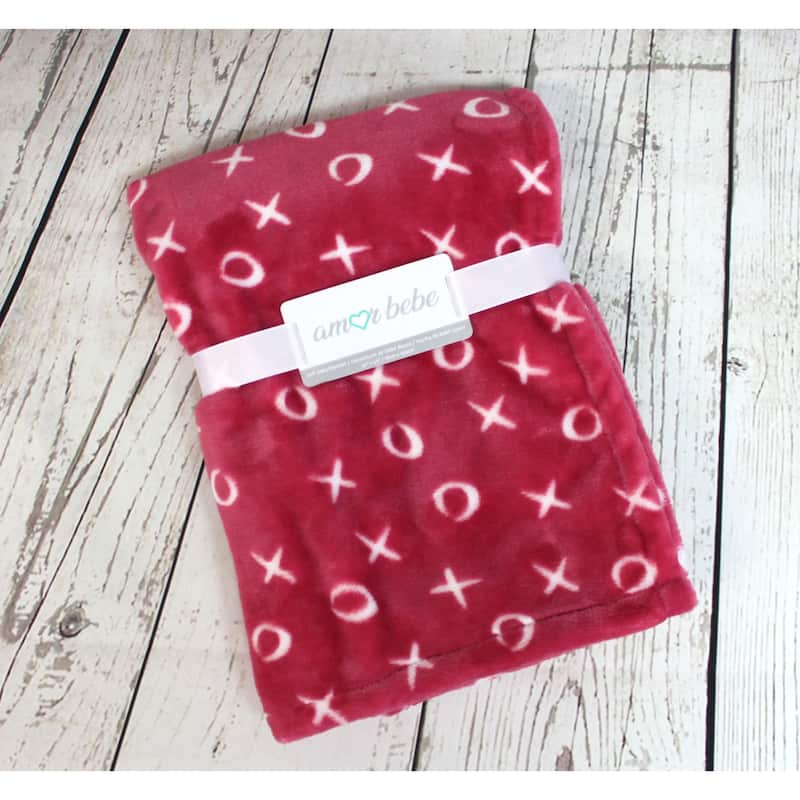 XOXO Love Coral Fleece Baby Blanket