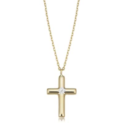 14k Two-Tone Gold Cross Pendant Necklace (18 inch)
