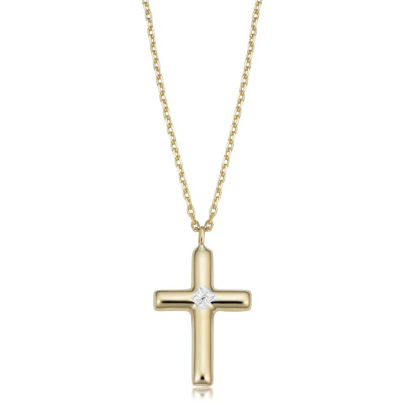 14k Two-Tone Gold Cross Pendant Necklace (18 inch)