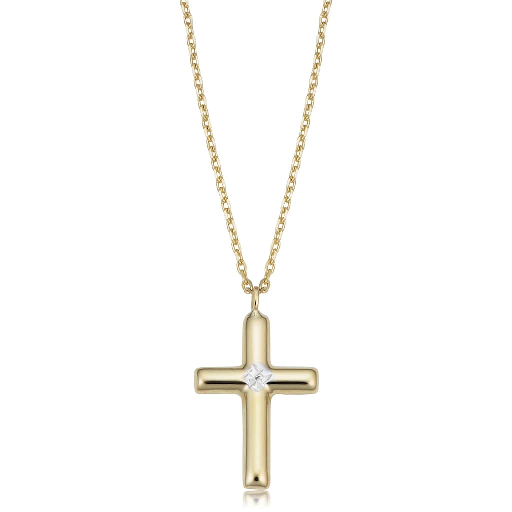 14k Two-Tone Gold Cross Pendant Necklace (18 inch)