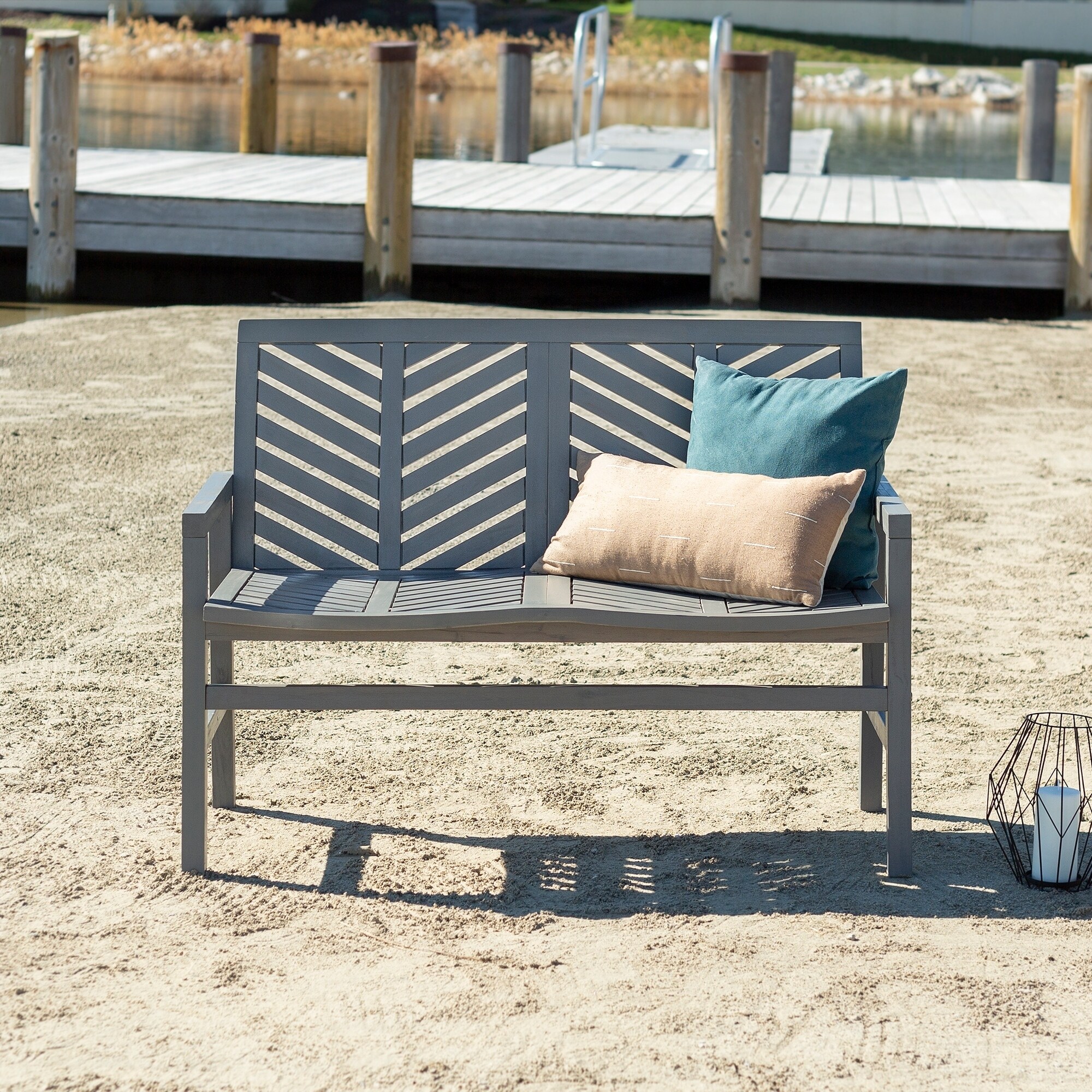 Shop Elephant Point 48 Inch Outdoor Chevron Love Seat Overstock 26436391