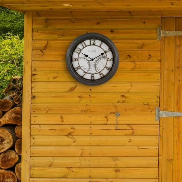 19.7" Indoor/Outdoor Wall Clock with Temp/Humidity 404-4450 La Crosse Clock Co