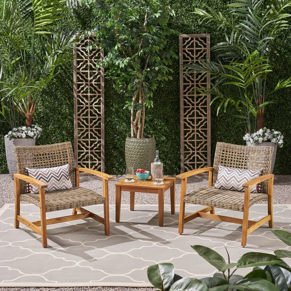 Hampton Outdoor 3-piece Club Chairs and Side Table Set by Christopher Knight Home