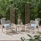 preview thumbnail 6 of 12, Hampton Outdoor 3-piece Club Chairs and Side Table Set by Christopher Knight Home Mixed Black + Light Gray Washed Finish