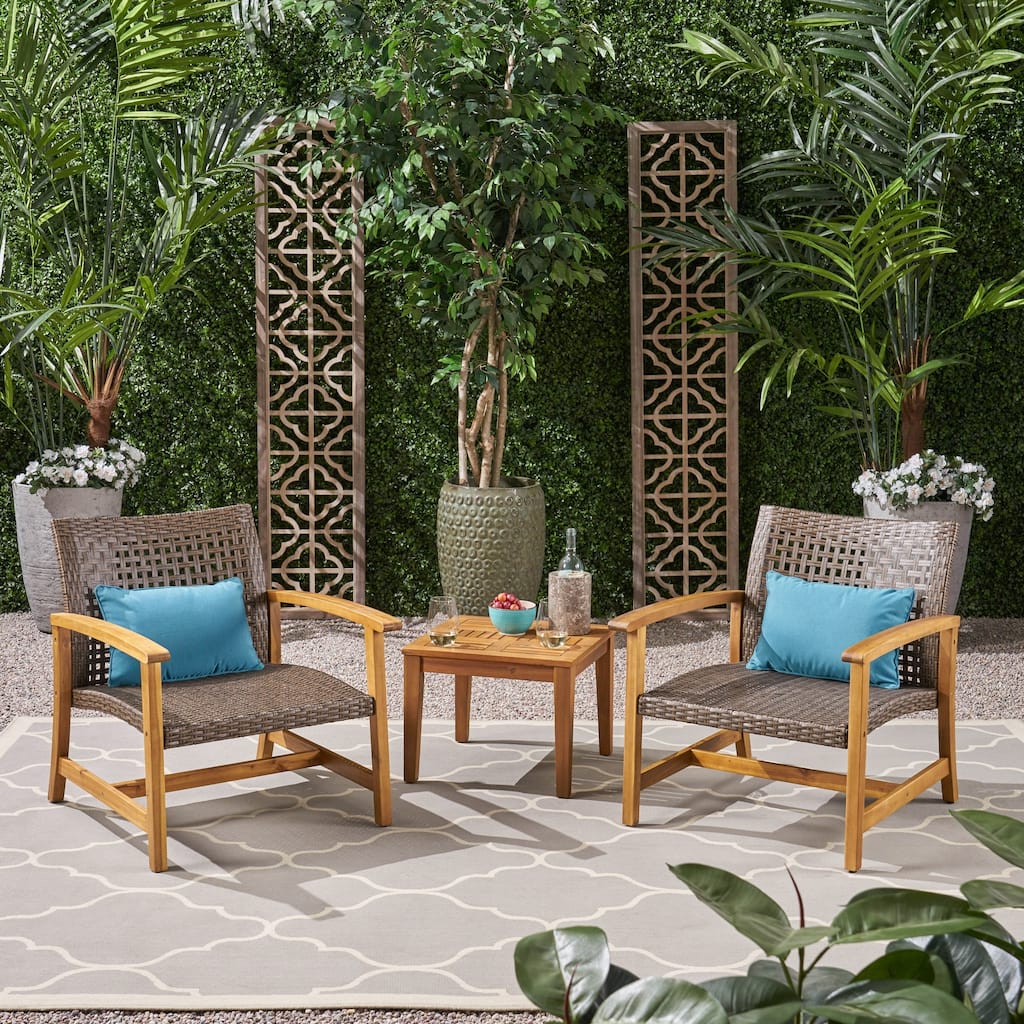Hampton Outdoor 3-piece Club Chairs and Side Table Set by Christopher Knight Home