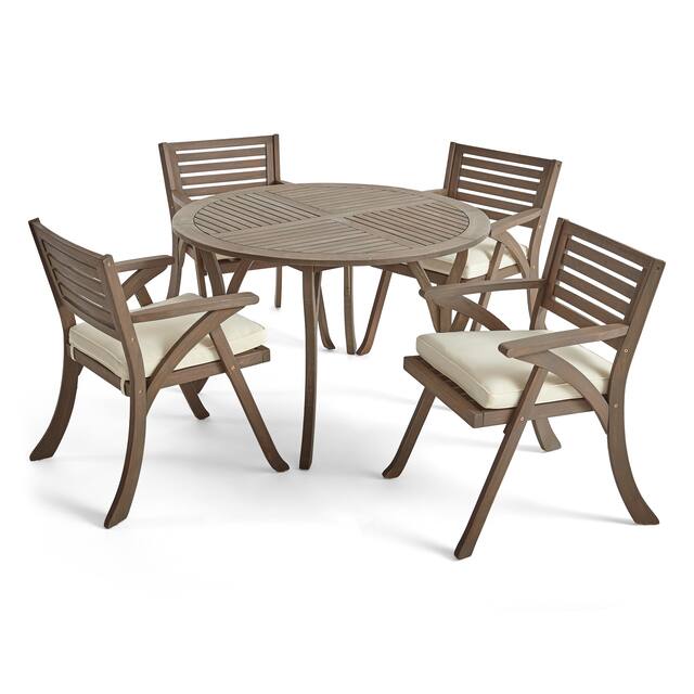Hermosa Outdoor 5 Piece Acacia Wood Dining Set by Christopher Knight Home