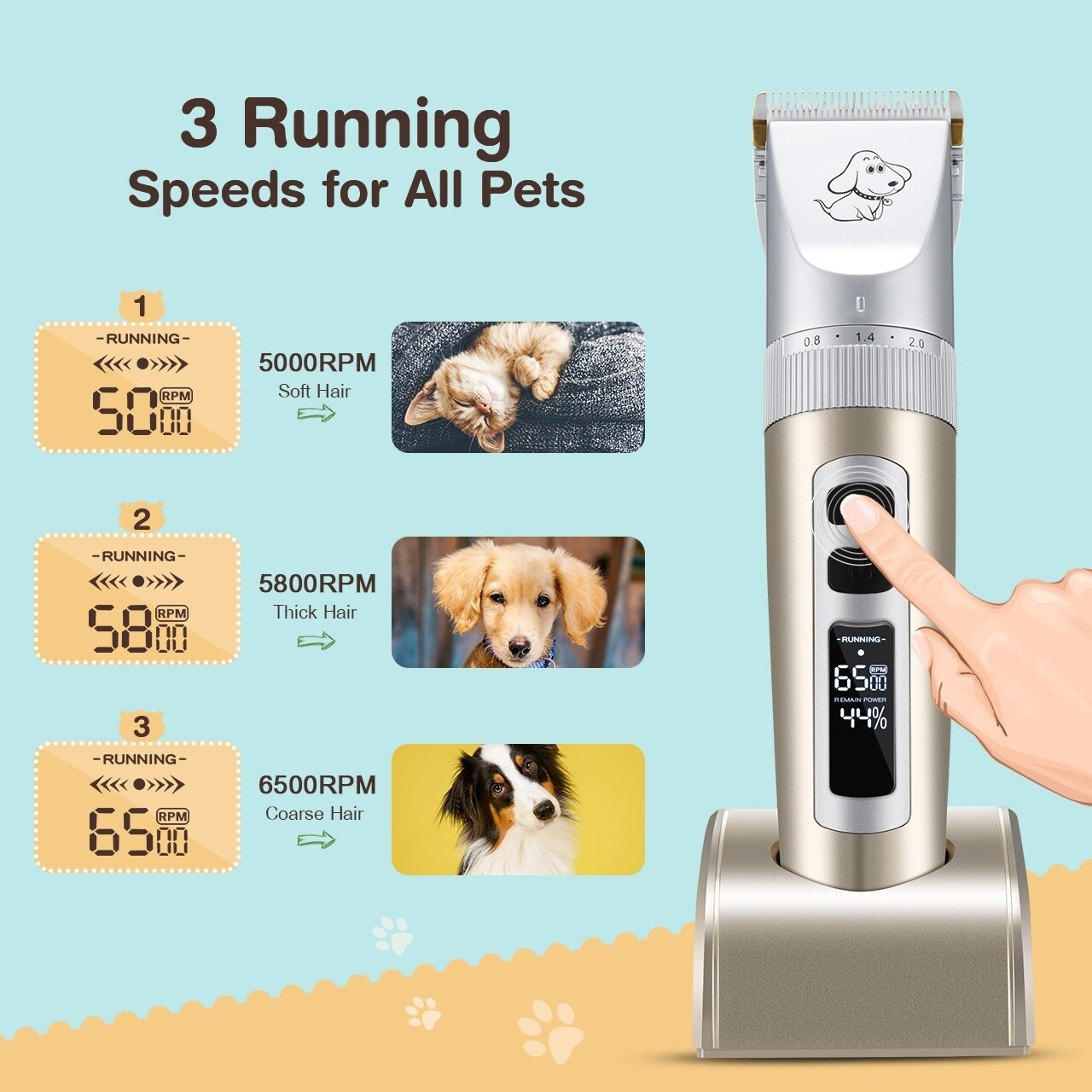 omorc professional pet hair clipper kit