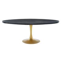 Modway Drive Black/Gold Oval Wood Top 78-inch Dining Table
