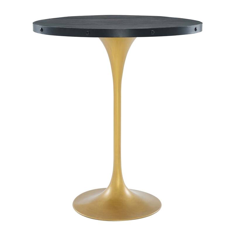 Strick & Bolton Lavallee Black Wood and Gold Bar Table - 2 Seat - Round - Black Gold