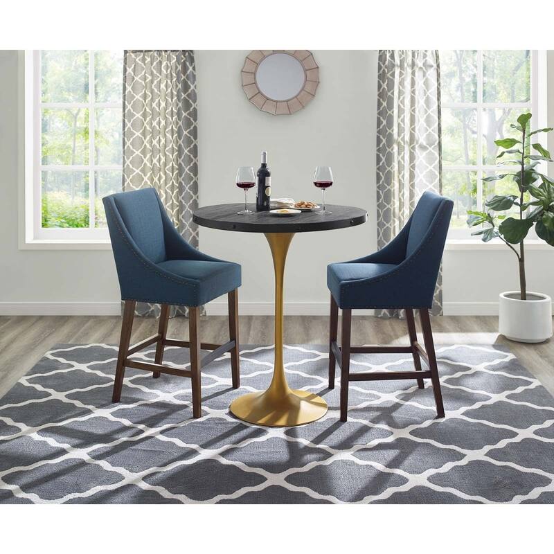 Strick & Bolton Lavallee Black Wood and Gold Bar Table