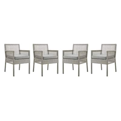 Aura Dining Armchair Outdoor Patio Wicker Rattan Set of 4