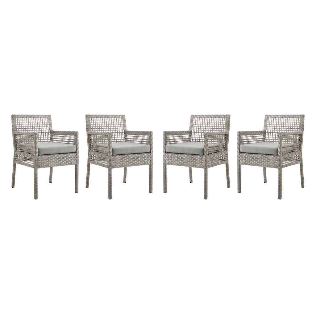 Aura Dining Armchair Outdoor Patio Wicker Rattan Set of 4
