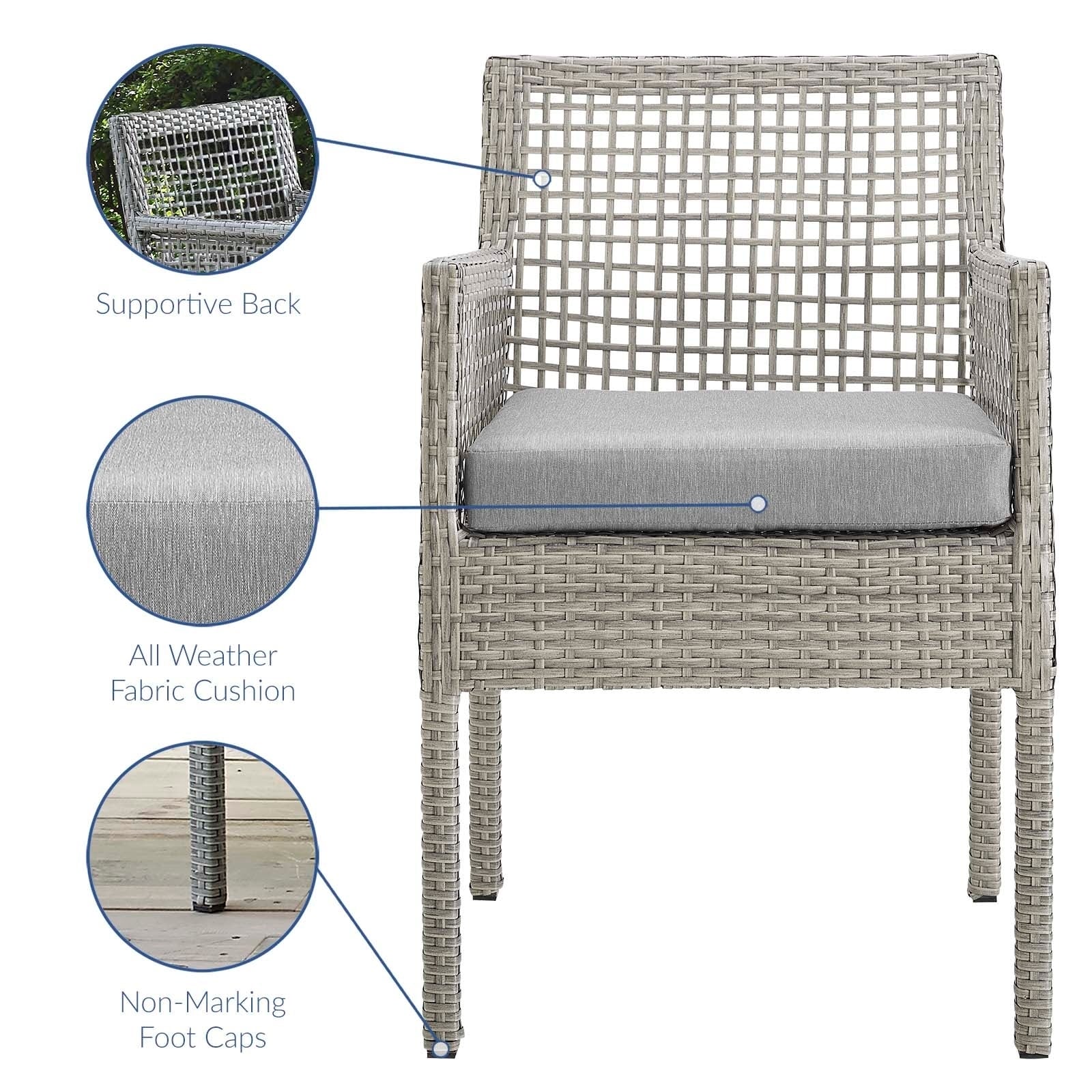 Shop Aura Dining Armchair Outdoor Patio Wicker Rattan Set Of 4 Overstock 26438094 Gray Navy