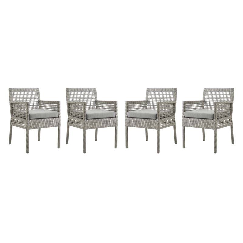 Aura Dining Armchair Outdoor Patio Wicker Rattan Set of 4