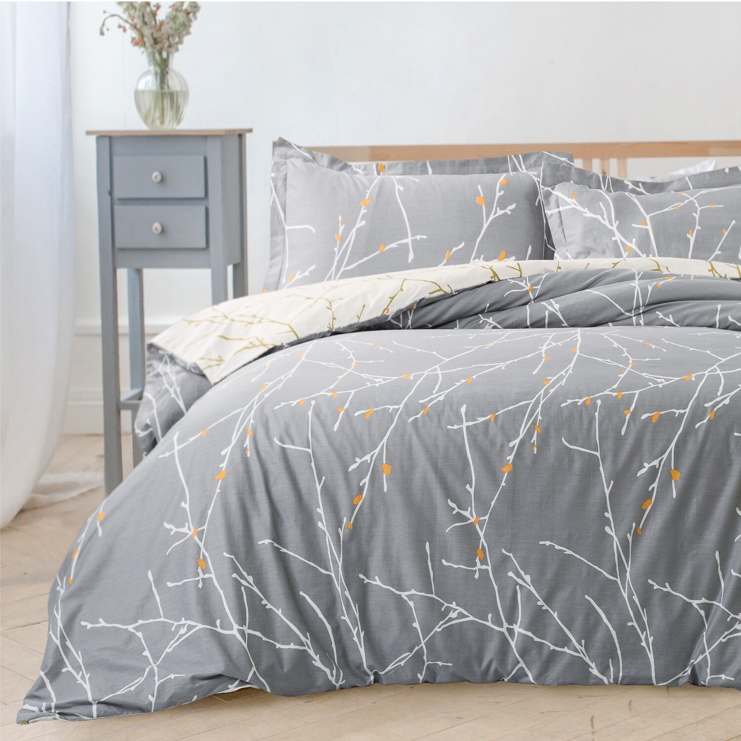 Shop Bedsure Branch Printed Pattern Duvet Cover Set Overstock