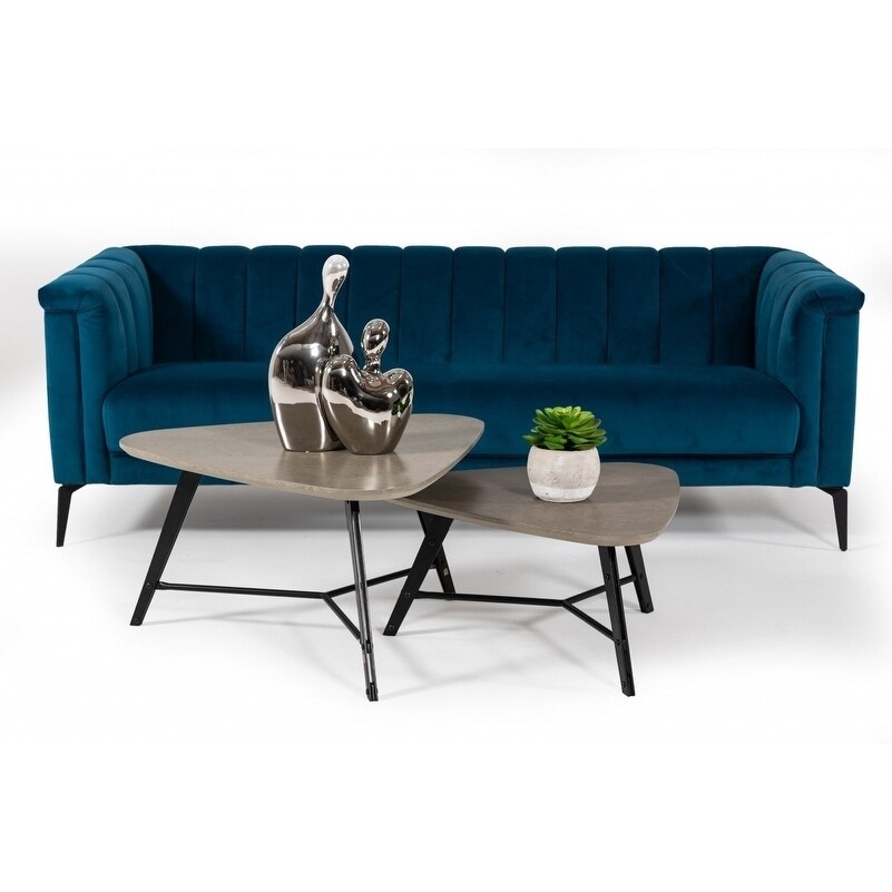 Divani Casa Jeremy Modern Teal Blue Velvet Sofa