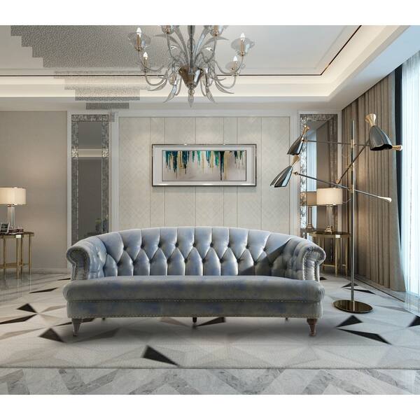 Shop Chic Home Embry Light Blue Pu Leather Button Tufted Tight