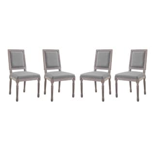 Modway Court Upholstered Fabric Dining Side Chairs (Set of 4) (Light Gray)