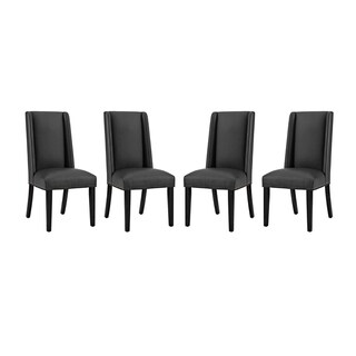Modway Baron Dining Chair Vinyl Set of 4 (Black - Upholstered)