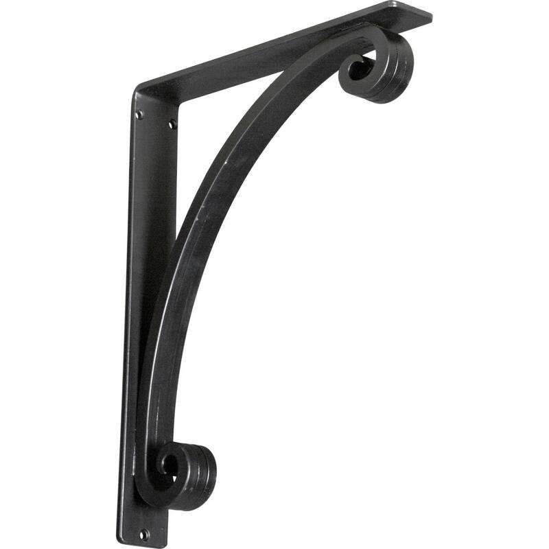 Legacy Wrought Iron Bracket - 2"W x 12"D x 15"H - (Triple center brace) - Powder Coated Black