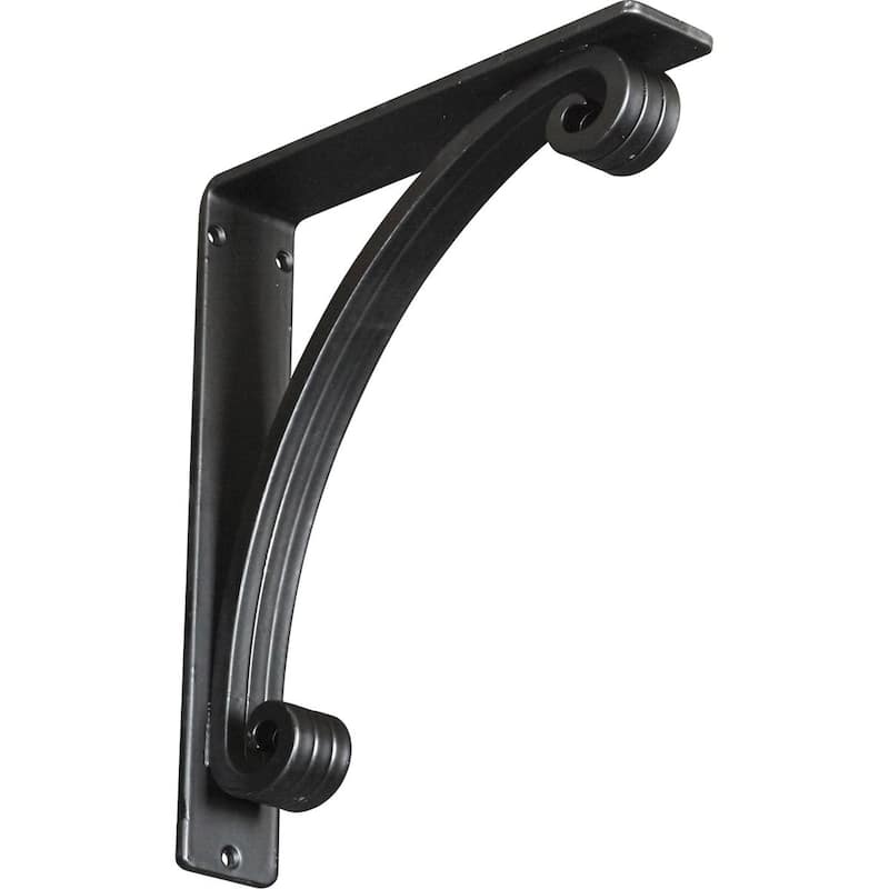 Legacy Wrought Iron Bracket - 2"W x 10"D x 12"H - (Triple center brace) - Powder Coated Black