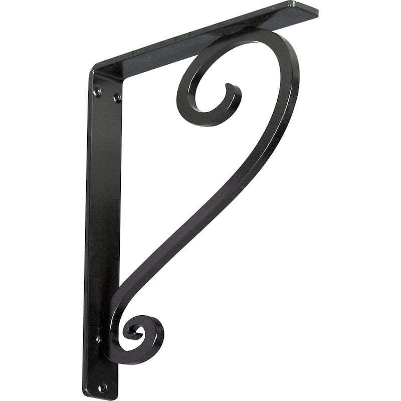 Edwards Wrought Iron Bracket - 1 1/2"W x 10"D x 12"H - (Single center brace) - Powder Coated Black